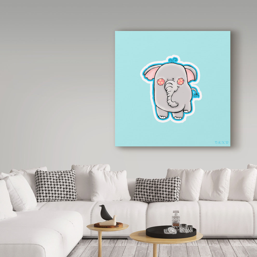 Valarie Wade ''Blue Background Elephant'' Canvas Art, 24"x24"