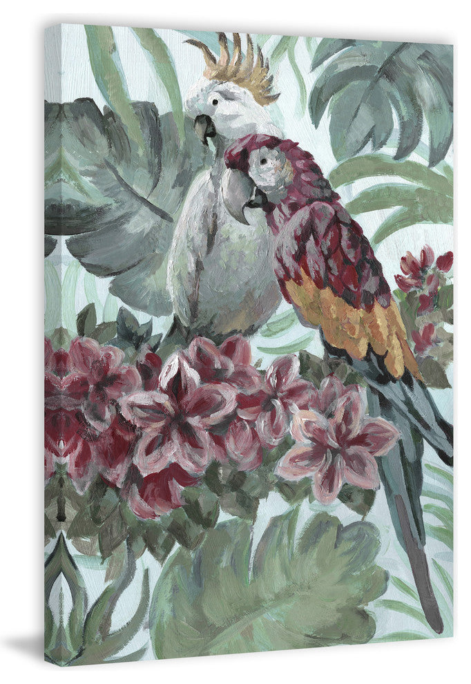 "Parrot Couple" Painting Print on Wrapped Canvas, 16"x24"