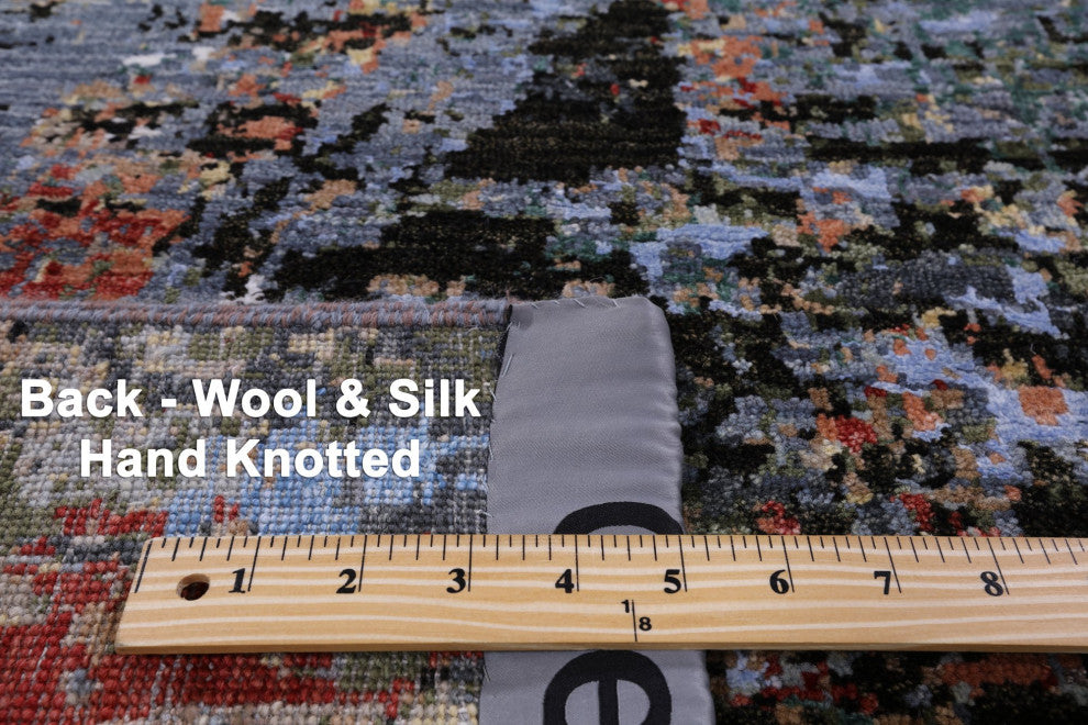 6' 1" X 9' 1" Wool and Silk Bridge Design Hand Knotted Rug Q7192