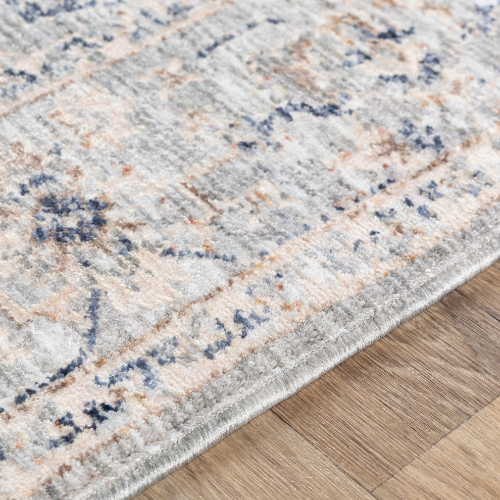 Surya Palazzo PZL-2300 3'3"x10' Rug, Taupe/Denim/Navy/Cream/White/Blush
