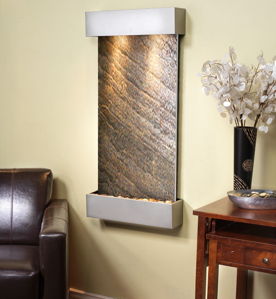 Whispering Creek Water Feature by Adagio, Green Featherstone, Silver Metallic