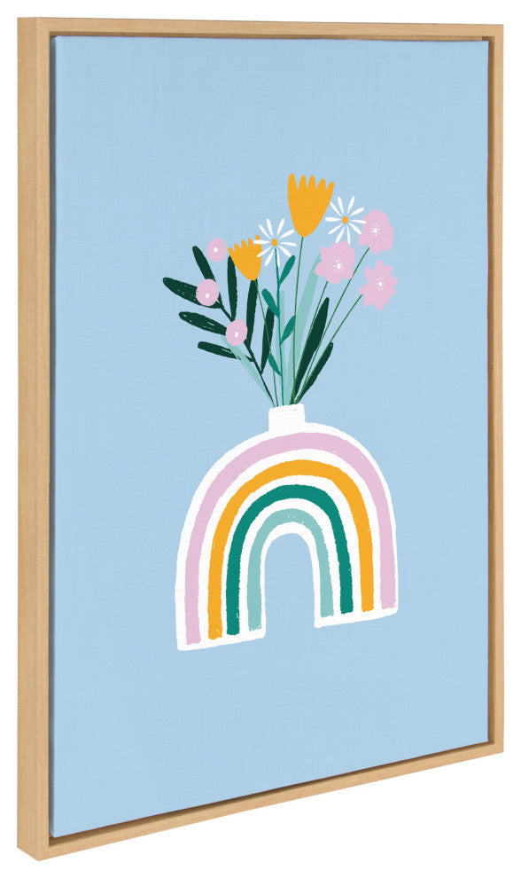 Sylvie Happy Flowers Framed Canvas by Duchess Plum, Natural 23x33