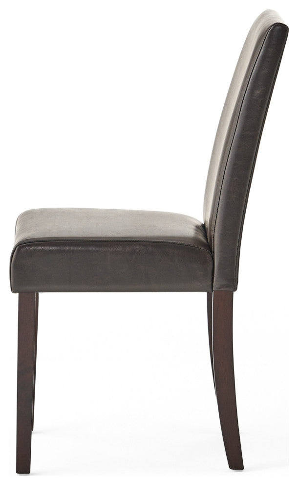 GDF Studio Esteban Brown Leather Parson Dining Chairs, Set of 2
