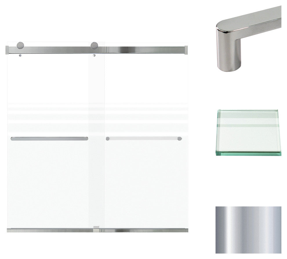 Transolid Brianna 60" W x 62" H Frameless Sliding Shower Door, Polished Chrome