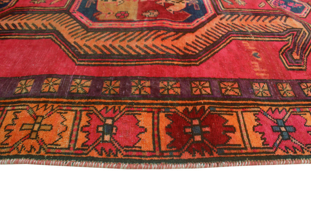 Fine Vintage Distressed Katharin Red/Orange Runner, 3'10x10'8