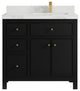 Sonoma 36 Right Offset Reeded  Bath Vanity in Black 2" Calacatta Nuvo
