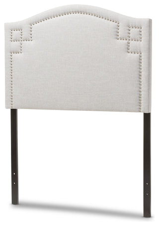 Aubrey Modern Grayish Beige Fabric Upholstered Twin Size Headboard
