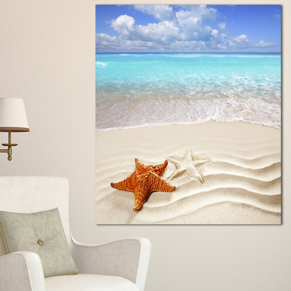 Brown Starfish on Caribbean Beach, Seascape Canvas Art Print, 30"x40"