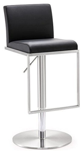 Amalfi Black Stainless Steel Adjustable Barstool - Black