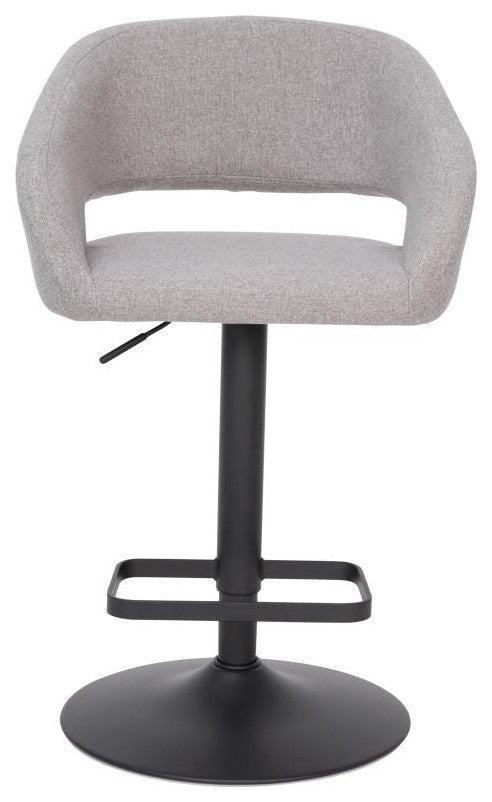 Erik Contemporary Vinyl Adjustable Height Barstool with Rounded Mid-Back, Gray F