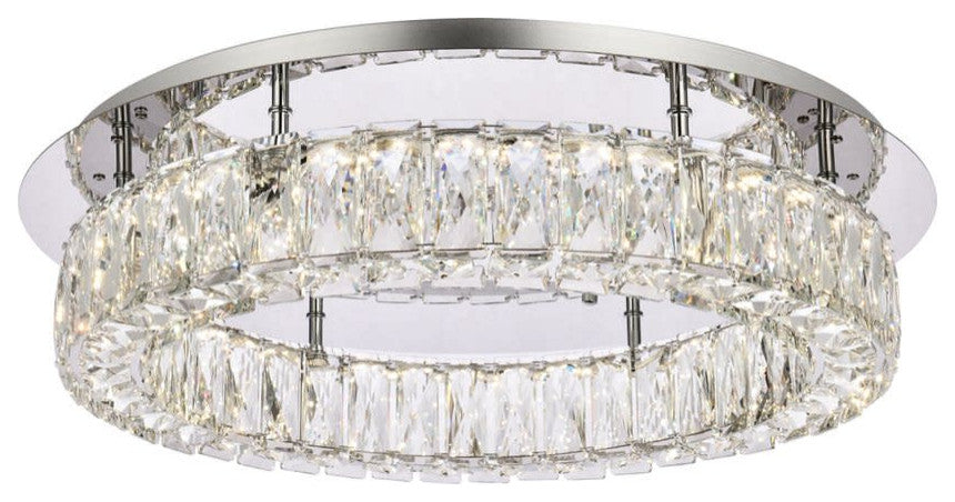 Elegant Lighting 3503F22 Monroe 22"W LED Semi-Flush Ceiling - Chrome