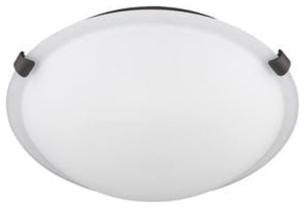 3 Light 16" W Round Alabaster Glass Flush mount With Satin Nickel and ORB Accent