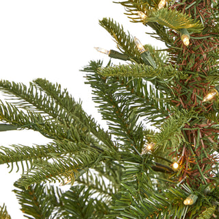 4' Layered Washington Spruce Faux Xmas Tree W/ Clear Lights & Bendable Branches