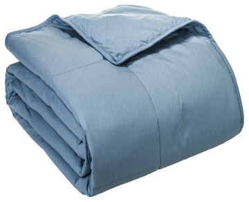 Cottonpure 100% Sustainable Cotton Filled Blanket, Smoke Blue, Twin