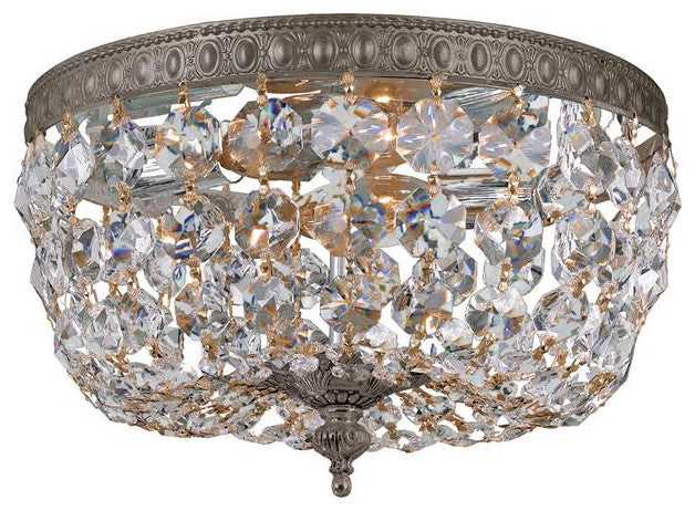 2-Light 10" Ceiling Light in English Bronze with Clear Spectra Crystals