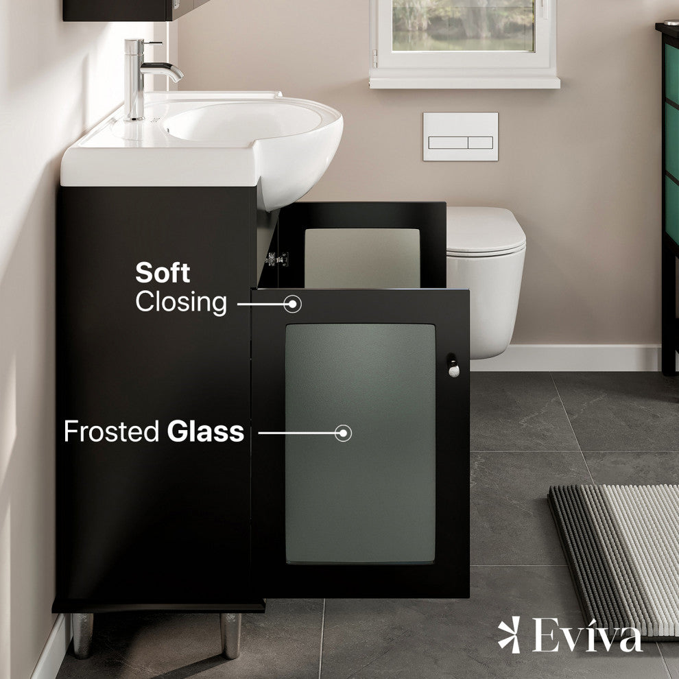 Eviva Tux 36" Espresso Transitional Bathroom Vanity Integrated Porcelain Sink