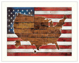 American Flag USA Map White Framed Print Wall Art