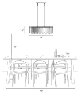 LNC Hemera 6-Light Modern Linear Large Pendant Island Light, White Glass