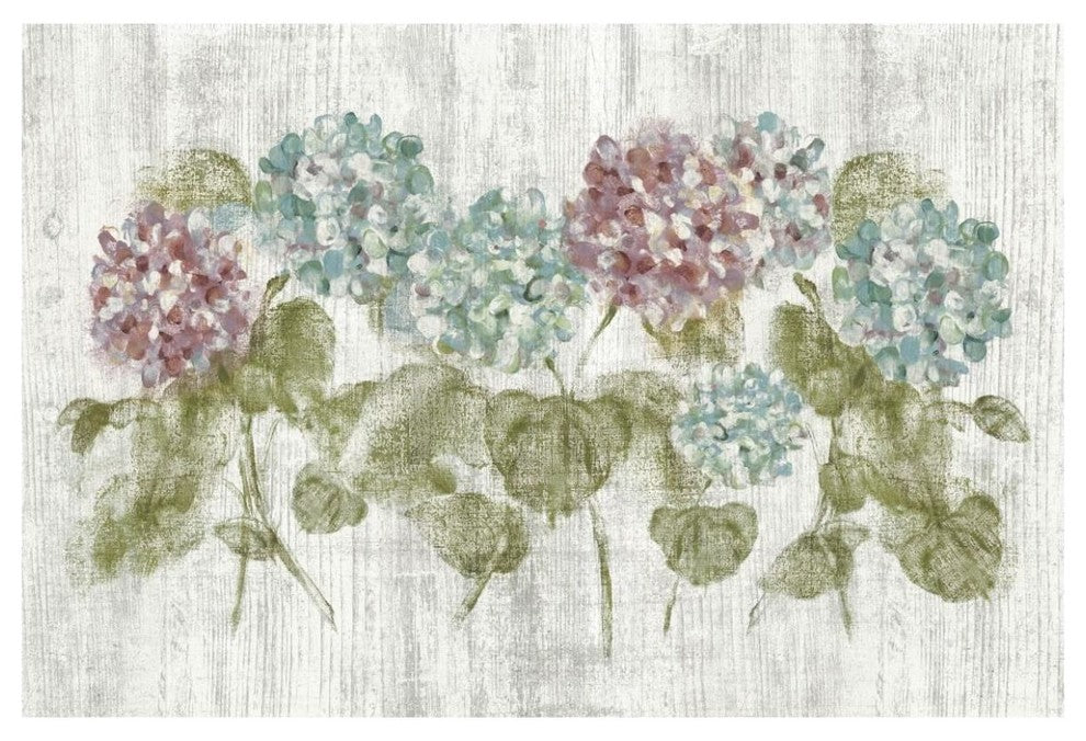 "Vibrant Row of Hydrangea on Wood" Digital Paper Print by Cheri Blum, 62"x42"