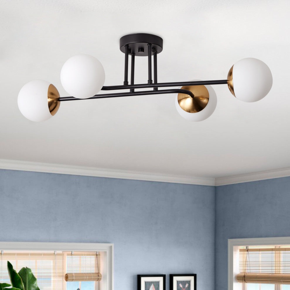 Modern Ceiling Light Flush Mount Chandelier, 4-Light