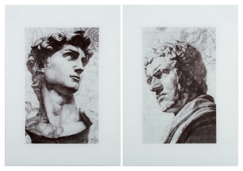 Benzara BM152711 Classic Sculptural Glass Print, Gray & Black