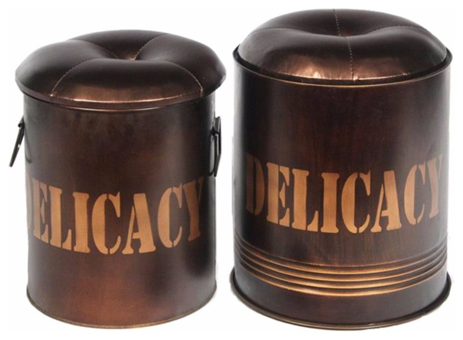 Metal Ottoman, Copper, Set Of 2