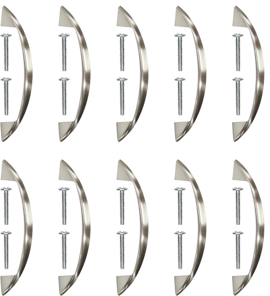 Mascot Hardware 3 in. CTC Satin Nickel Curve Drawer Pull - Pack of 10