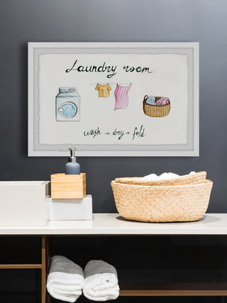 "Laundry Wash Dry Fold" Framed Painting Print, 24x16