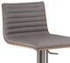 Carmichael Adjustable Gray Metal Barstool, Gray Faux Leather With Walnut Back