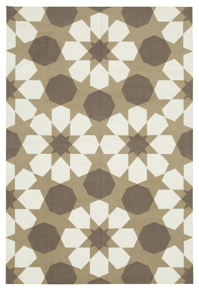 Rug N Carpet - Handmade Wool 6' 1'' x 9' 0'' Modern Design Dhurrie Kilim Rug
