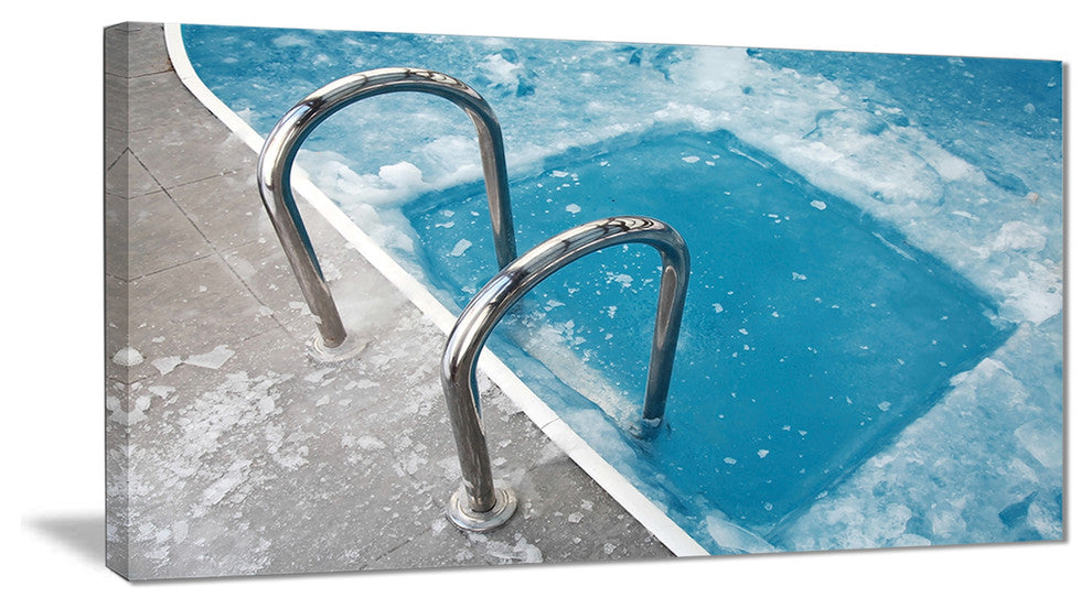 "Ice Swimming Blue Pool" Photography Canvas Print, 32"x16"
