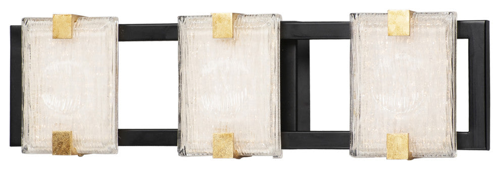Maxim 39532 Radiant 3 Light 21" LED Bathroom Vanity Light - Black / Gold Leaf /