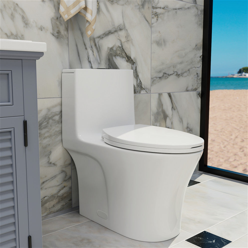 One-piece Floor Mounted Elongated Toilet, 1.27 GFP