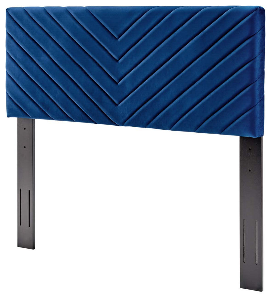 Tufted Headboard, Twin Size, Velvet, Blue Navy, Modern Contemporary, Bedroom