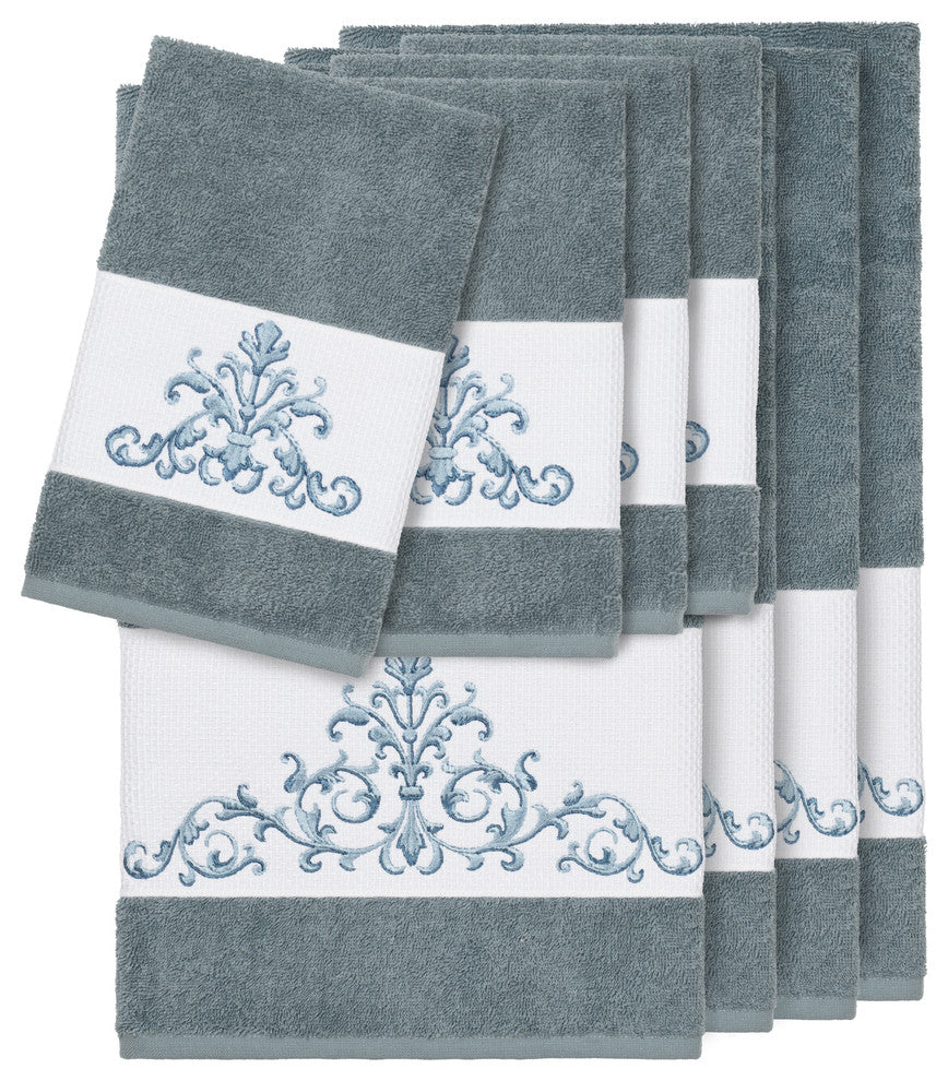 Scarlet 8-Piece Embellished Towel Set, Teal