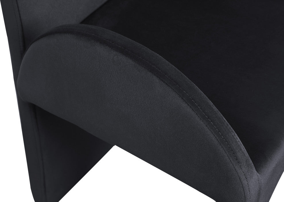 Summer Velvet Upholstered Dining Arm Chair (Set of 2), Black, Arm Chair