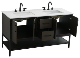 Home Living 60" Double Bathroom Vanity, Mocha Brown