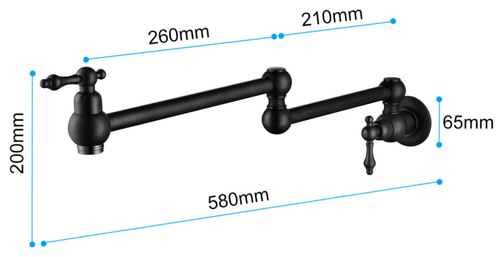 Wellfor Wall Mount Pot Filler Kitchen Faucet With 4 GPM Flow Rate, Matte Black