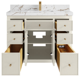 Sonoma 42" Single Sink Bath Vanity in Alabaster, 2"  Viola Brown
