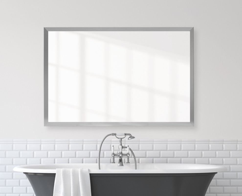 Ellis Framed Wall Mirror, Silver, 20"x60"