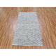 Gainsboro Gray Grass Design Hand Knotted Undyed Organic Wool Rug, 2'11"x5'1"