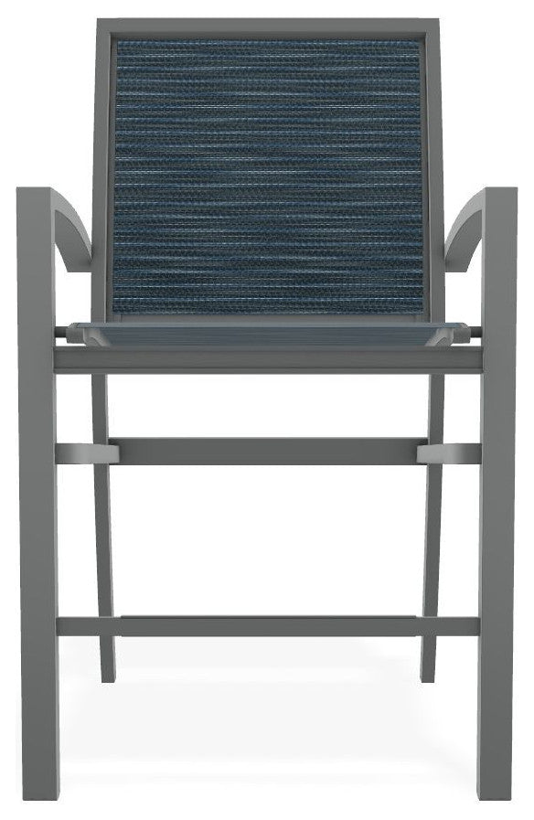 Kendall Sling Balcony Height Stackable Outdoor Stool, Nimbus Ocean/Graphite