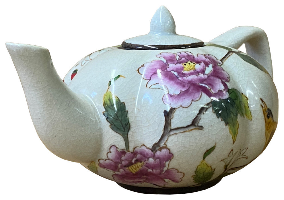 Contemporary Beige Almond Flower Painting Teapot Shape Display Hws1832