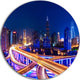 Interchange Overpass At Night Skyline, Round Metal Wall Art, 36"