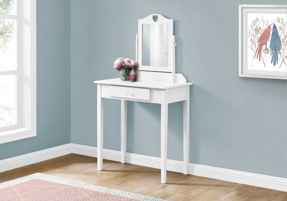 HomeRoots White Vanity Mirror and Storage Drawer