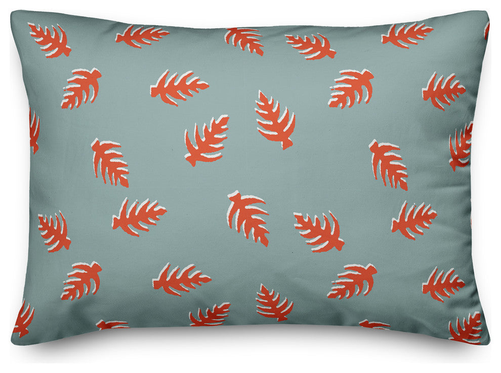 Palm Pattern in Red and Blue Throw Pillow