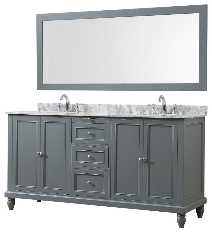 70" Classic Bath Vanity, Gray and Mirror