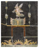 "Wall fragment with Siren, Sea Monsters, Niche, Black Ground" Paper Art, 22"x26"