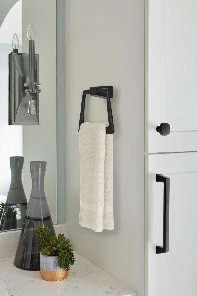 Amerock Blackrock Contemporary Towel Ring, Matte Black