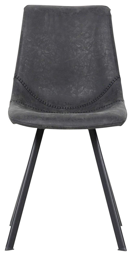 Markley Modern Leather Dining Chair With Metal Legs Set of 4 CharcoalBlk